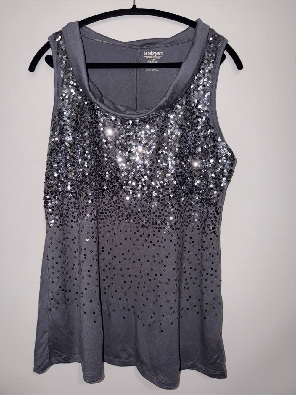 Lane Bryant Silver-Gray Sequin Tank Top